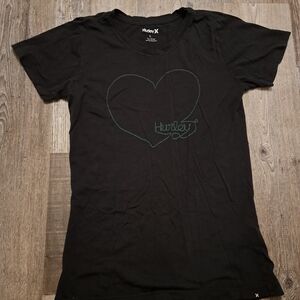 Hurley Black Tee with Heart Outline